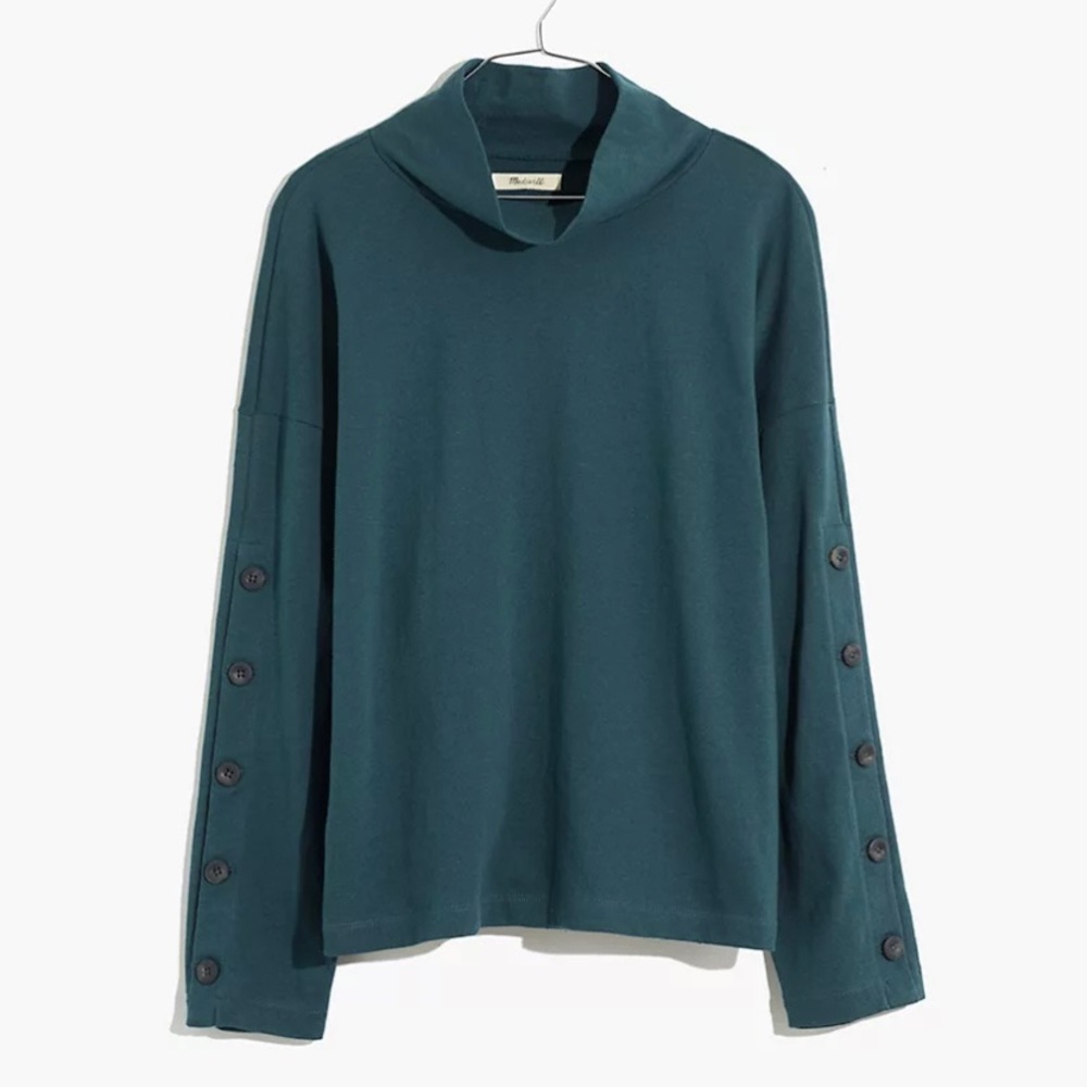 NWT: Madewell Button-Sleeve Turtleneck Top